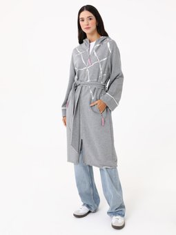 Varak Şerit Detaylı Fermuarlı Spor Kap / Exclusive Pardesü Gri
