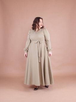 Fıstık Yeşili Uzun Soft Yeşil Büyük Beden Elbise