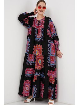 Desenli M. Kırmızı Elbise