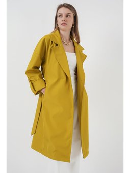 Kruvaze Yaka Astarlı E.yeşil Trençkot