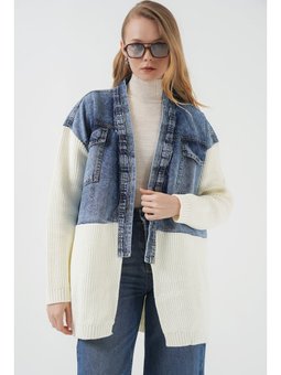 Uzun Triko Kot Beyaz Ceket