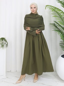 Şallı Yeşil Elbise