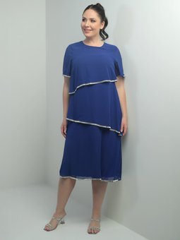Büyük Beden Koyu Mavi Abiye Elbise