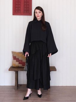 Kat Detay Bohem Siyah Etek