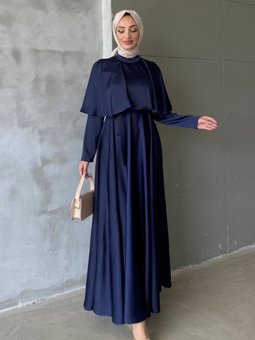 Lacivert Beril Abiye Elbise