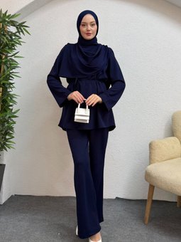 Lacivert Dilara Scuba İkili Takım