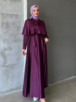 Mor Beril Abiye Elbise