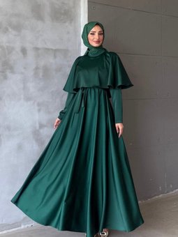 Zümrüt Yeşili Beril Abiye Elbise