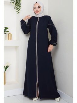 Kolları Nakışlı Lacivert Ferace