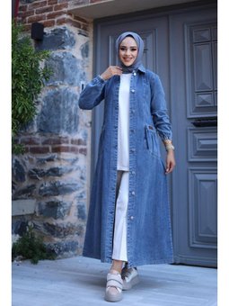 Düğmeli Cepli Kar Yıkamalı Denim Kot Kap