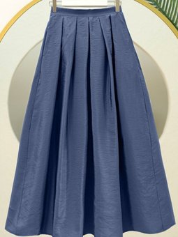 İndigo Uzun Beli Lastiki Piliseli Paraşüt Etek