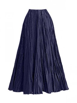 Lacivert Uzun Taşlı Kraş Etek