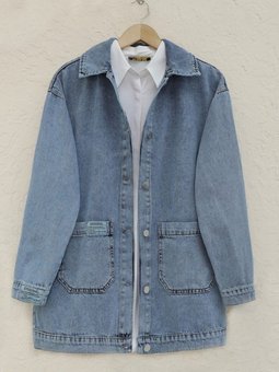 Mavi Torba Cepli Düğmeli Kot Ceket