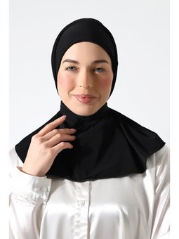 Çıtçıtlı Bağlamalı Hazır Pratik Şal Siyah