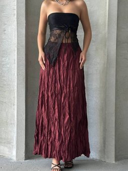 Bordo Uzun Kraşlı Etek