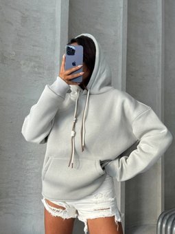 Gri Bağcık Detay Oversize Sweatshirt