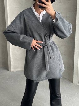 Gri Gabardin Kumaş Oversize Ceket