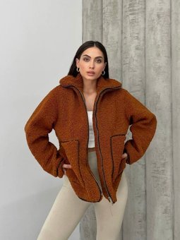 Kahve Detaylı Buklet Oversize Ceket