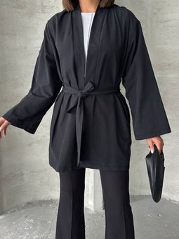 Siyah Poplin Kumaş Oversize Kimono