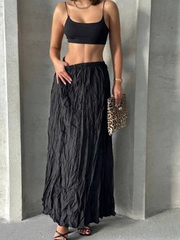 Siyah Uzun Kraşlı Etek