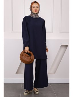 Lacivert Bürümcük Tunik Pantolonlu Takım