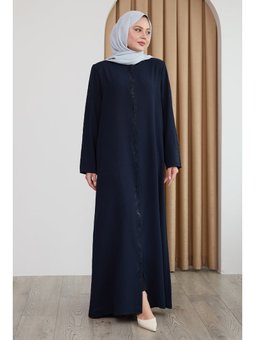 Sarmal Taş Desenli Koyu Lacivert Ferace