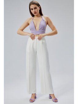 Beli Lastikli Yazlık Beyaz Pantolon