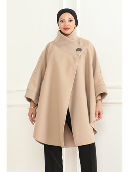 Yakası Trikolu Bej Panço