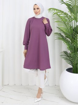 Kolu Detaylı Zenane Tunik Gül Kurusu