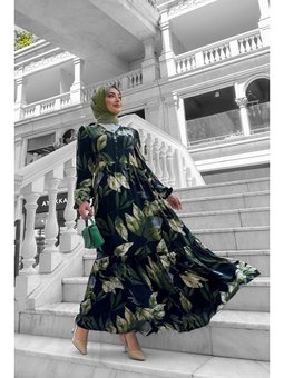 Rüya Desenli Haki Elbise