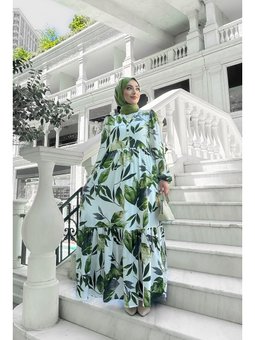 Rüya Desenli Yeşil Elbise