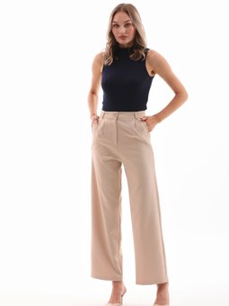 Bej Palazzo Oversize Kesim Pantolon