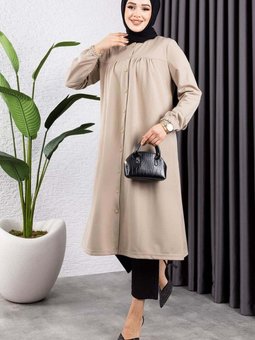 Bej Büzgülü Tunik