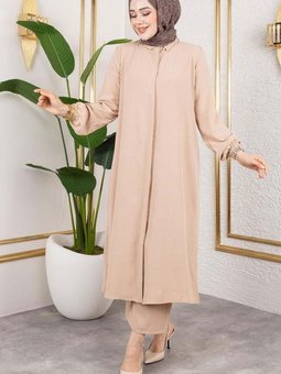 Bej Uzun Tunikli Aerobin İkili Takım