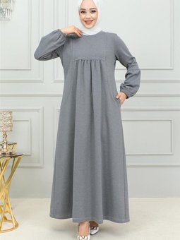 Gri Balon Kol Spor Elbise