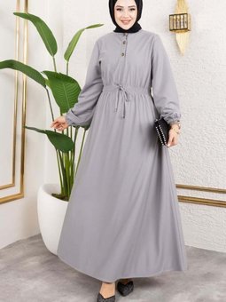 Gri Büzgülü Elbise