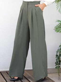 Haki Geniş Paça Büyük Beden Pantolon