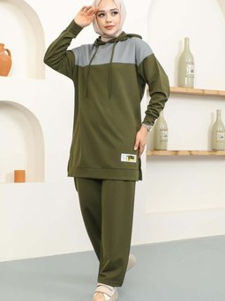 Haki Kapüşonlu Spor İkili Takım