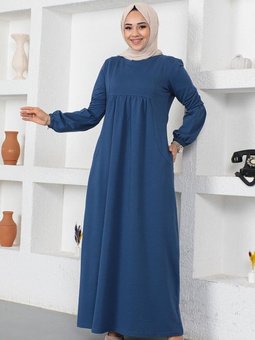 İndigo Balon Kol Spor Elbise