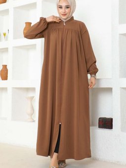 Kahverengi Büzgülü Jessica Krep Ferace