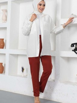 Kiremit Bağcıklı Kahverengi Pantolon