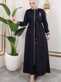 Lacivert Taş Detaylı Ferace