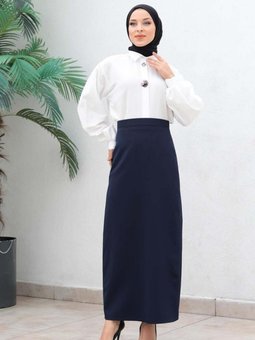 Lacivert Uzun Kalem Etek