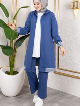 Mavi Ribana Detaylı Spor İkili Takım