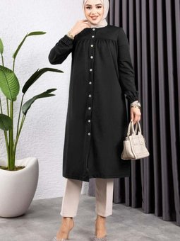 Siyah Büzgülü Tunik