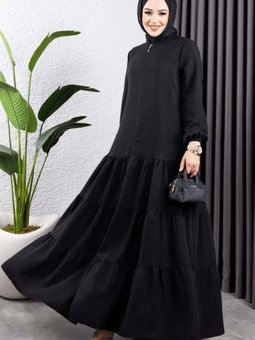 Siyah Eteği Katlı Jessica Krep Ferace