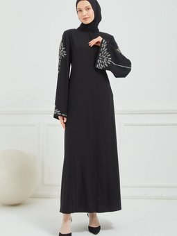 Siyah Özel Tasarım Abaya