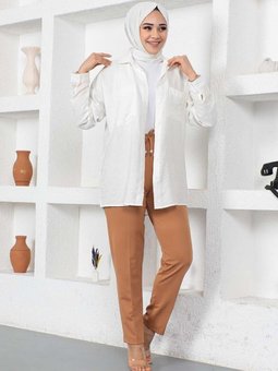 Taba Bağcıklı Kahverengi Pantolon