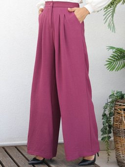 Vişne Geniş Paça Büyük Beden Pantolon