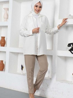 Vizon Bağcıklı Kahverengi Pantolon